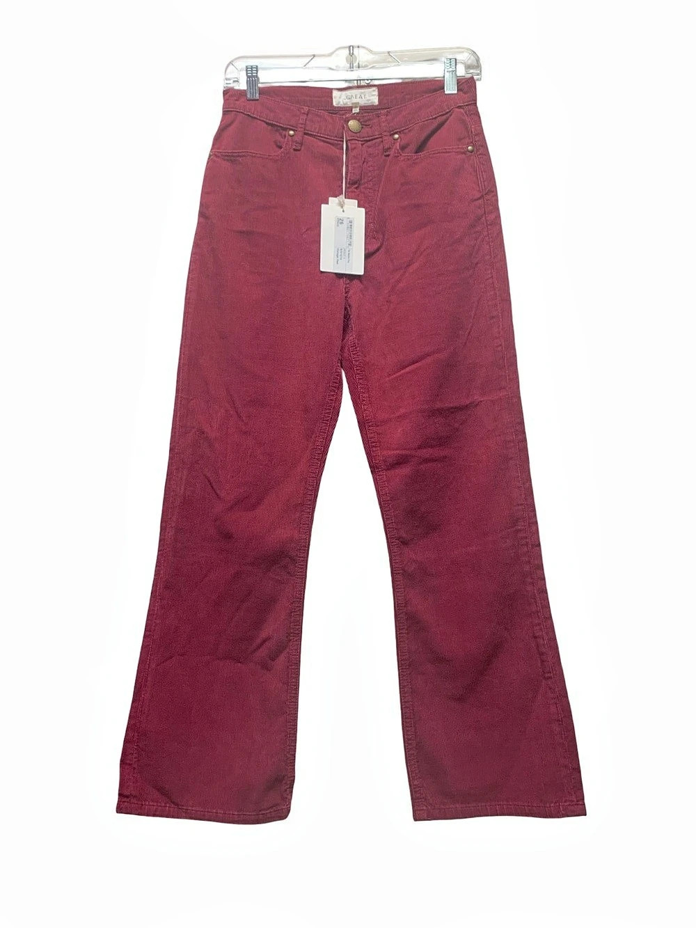 The Great. The Western Crop. Wide Leg Jeans in Red Waist 26 NWT